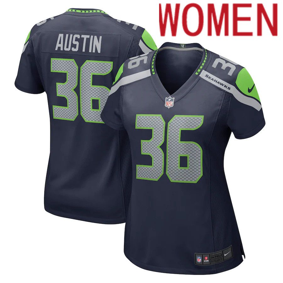 Women Seattle Seahawks 36 Blessuan Austin Nike College Navy Game Player NFL Jersey